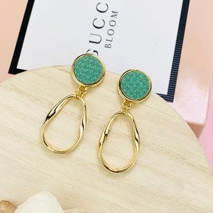 Mint Leather Simple Earrings